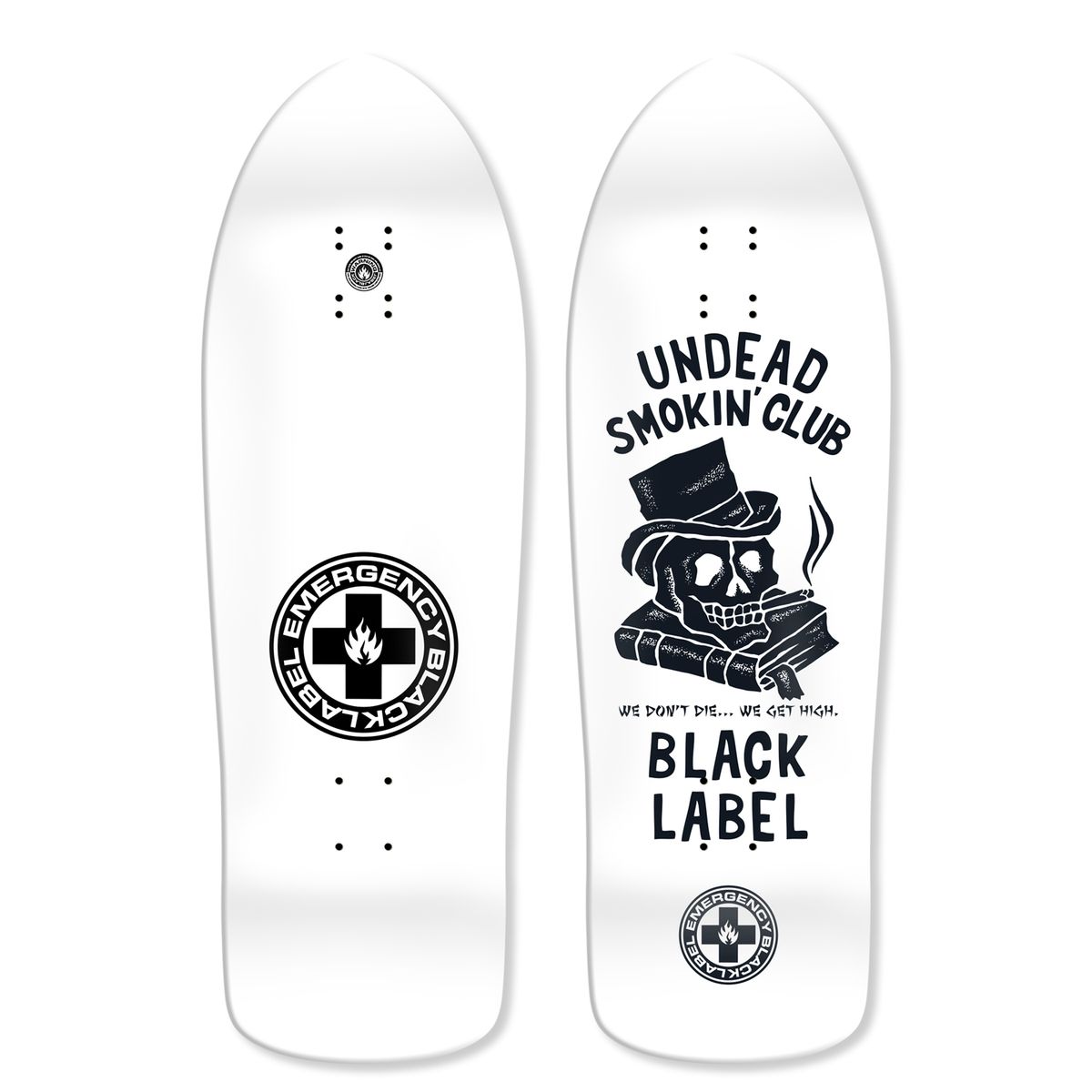 BLACK LABEL "UNDEAD SMOKING CLUB" 10.25" WHITE DIP SKATEBOARD DECK