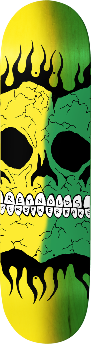 Baker Reynolds Rasta Skull 8.38” Skateboard Deck