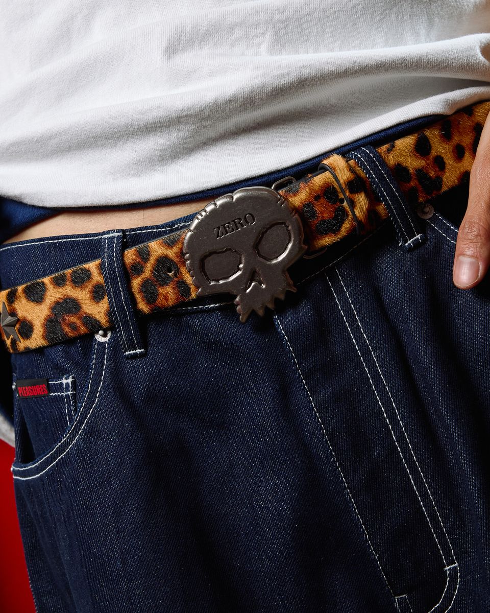 Pleasures X Zero Leopard Studded Belt