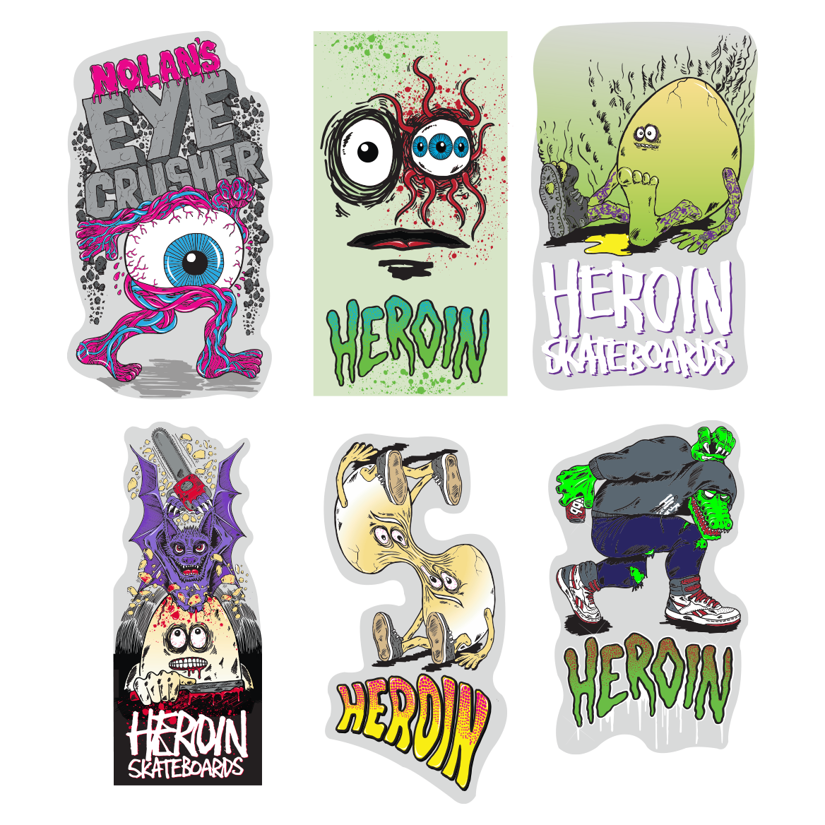 Heroin "Eye Crusher" 6X Sticker Pack