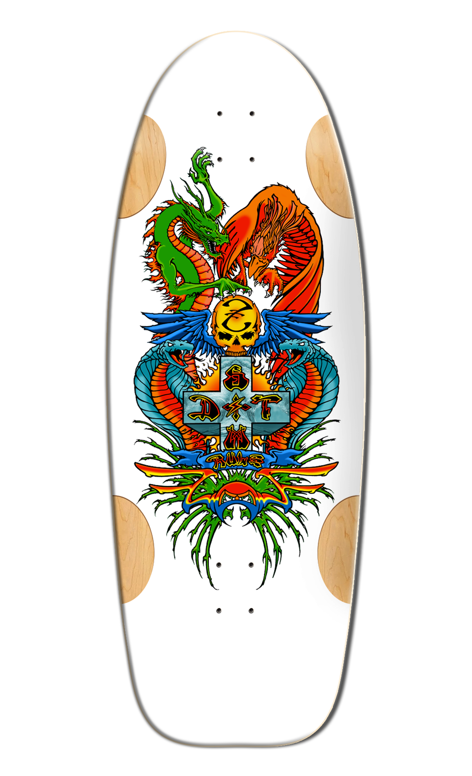 Bulldog Designs "Dragon" 11.875" White Formica Skateboard Deck