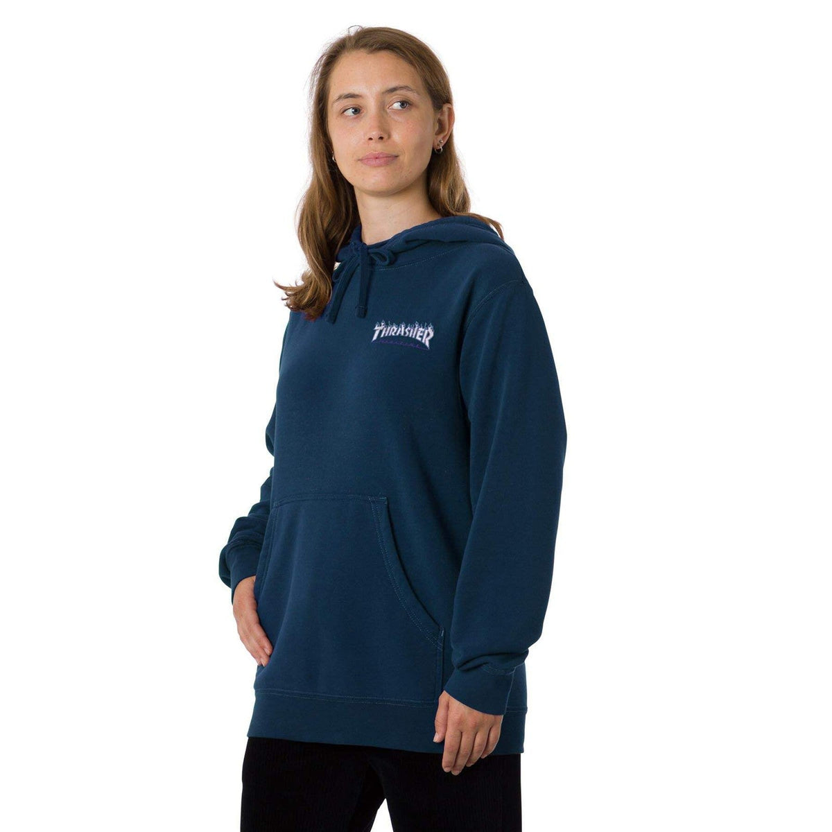 Santa Cruz X Thrasher Flame Dot Hooded Mid Wt Boyfriend Sweatshirt