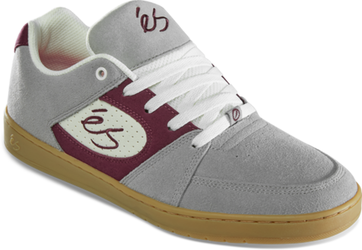 Es Accel Slim Grey/Burgundy Skate Shoes