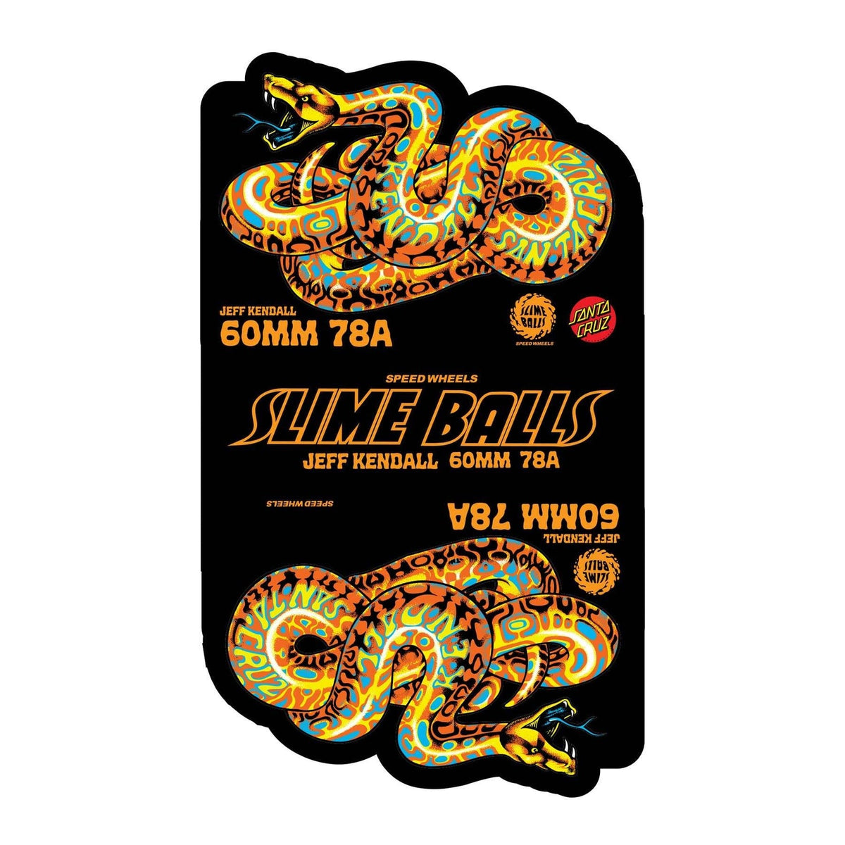 Slime Balls Jeff Kendall Snake Yellow 60mm 78A Skateboard Wheels
