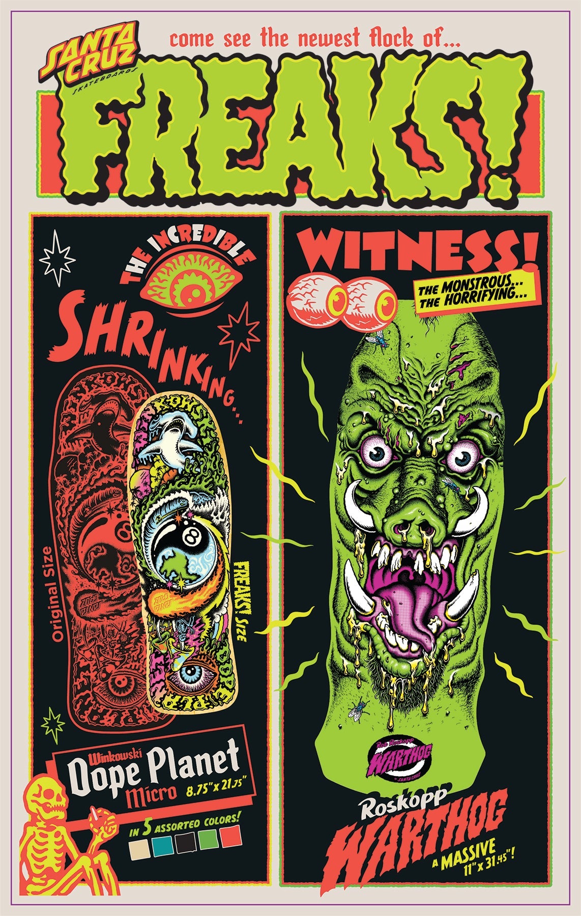 Santa Cruz Rob Roskopp "Warthog Freaks" 11" Skateboard Deck