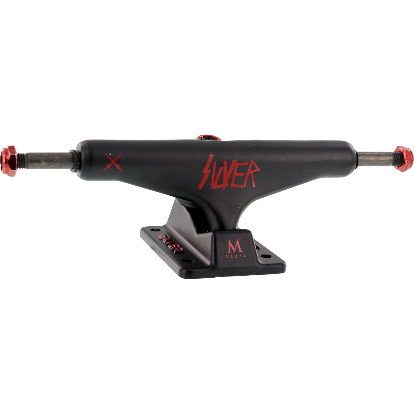 Silver M-Class Hollow Skateboard Trucks 7.75″ Slay - Black/Red (Set of 2)