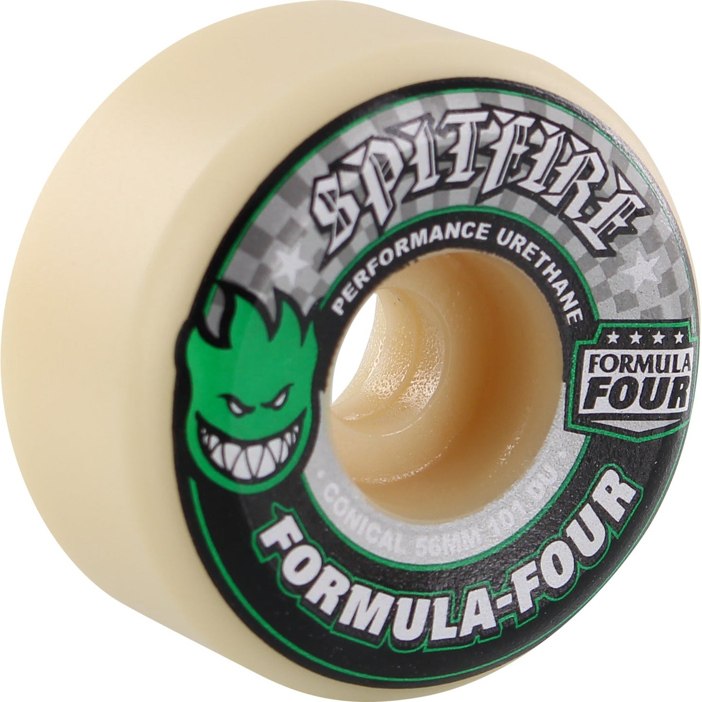 Spitfire Wheels F4 Conical 56mm 101a - White/Green/Black (Set of 4) - Bow Shock Marketplace