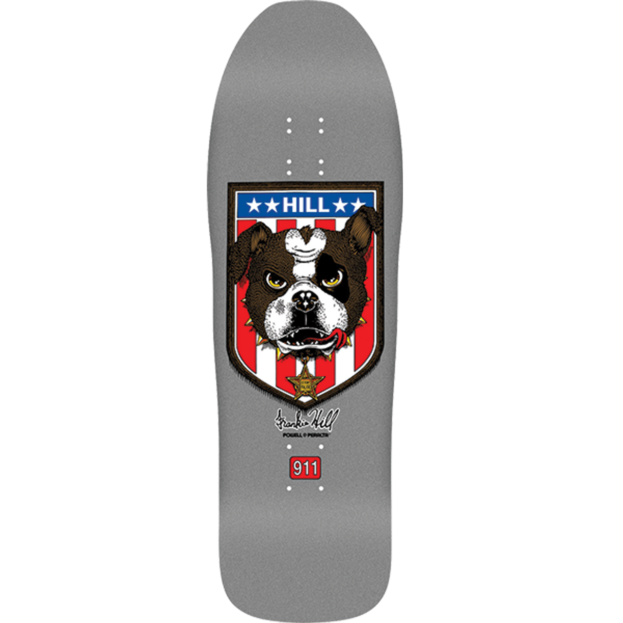 Powell Peralta Frankie Hill Bulldog Skateboard Deck - 10″ Silver - Bow Shock Marketplace