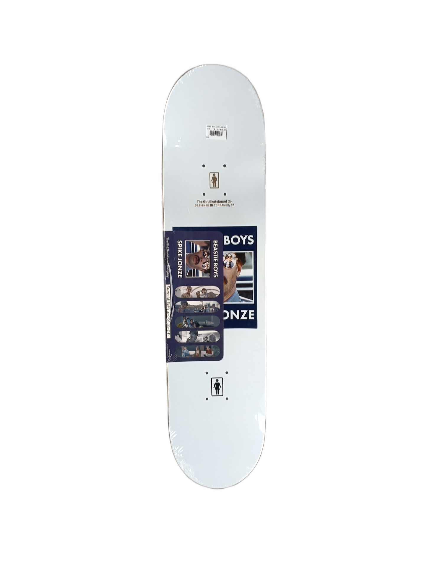 Girl x Beastie Boys Spike Jonze Beards #5 White Multi Size 8.0" Vintage NOS Deck