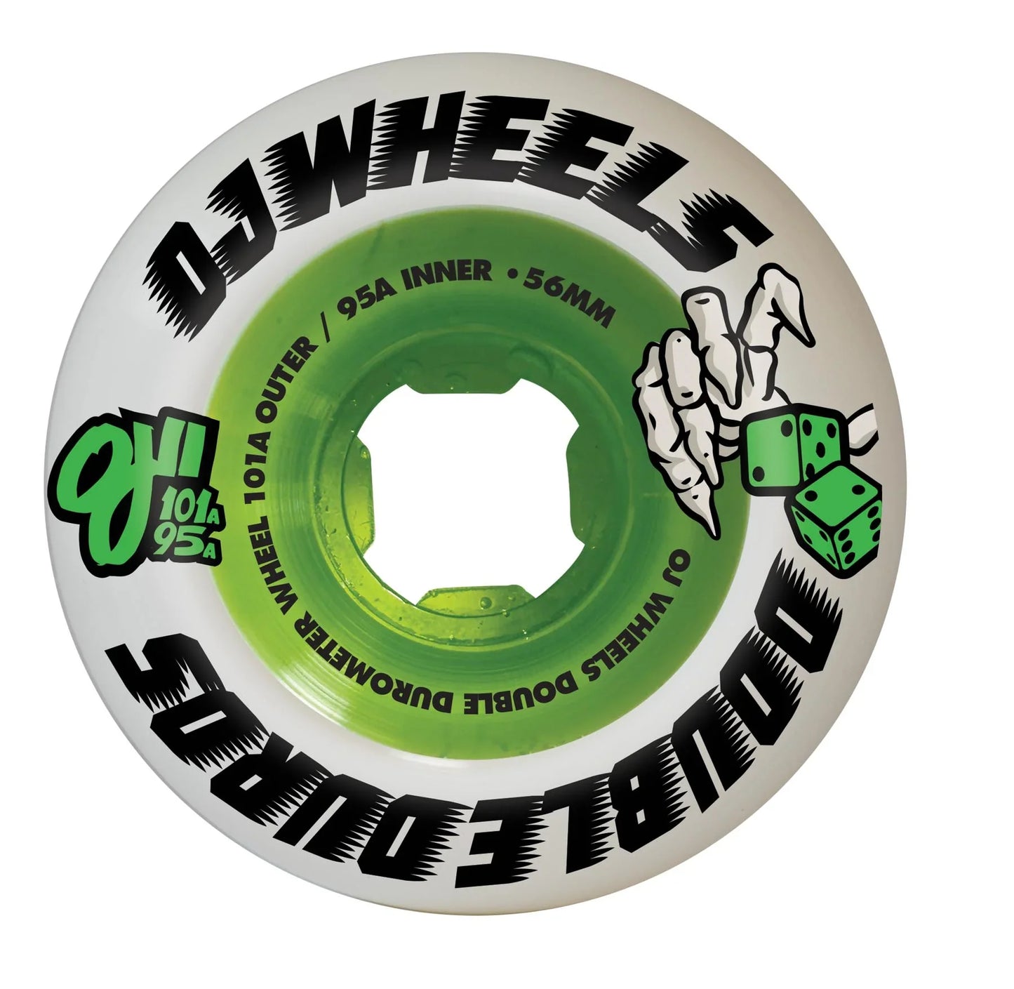 OJ Wheels Double Duro Mini Combo 56mm 101a/95a - White/Green (Set of 4) - Bow Shock Marketplace