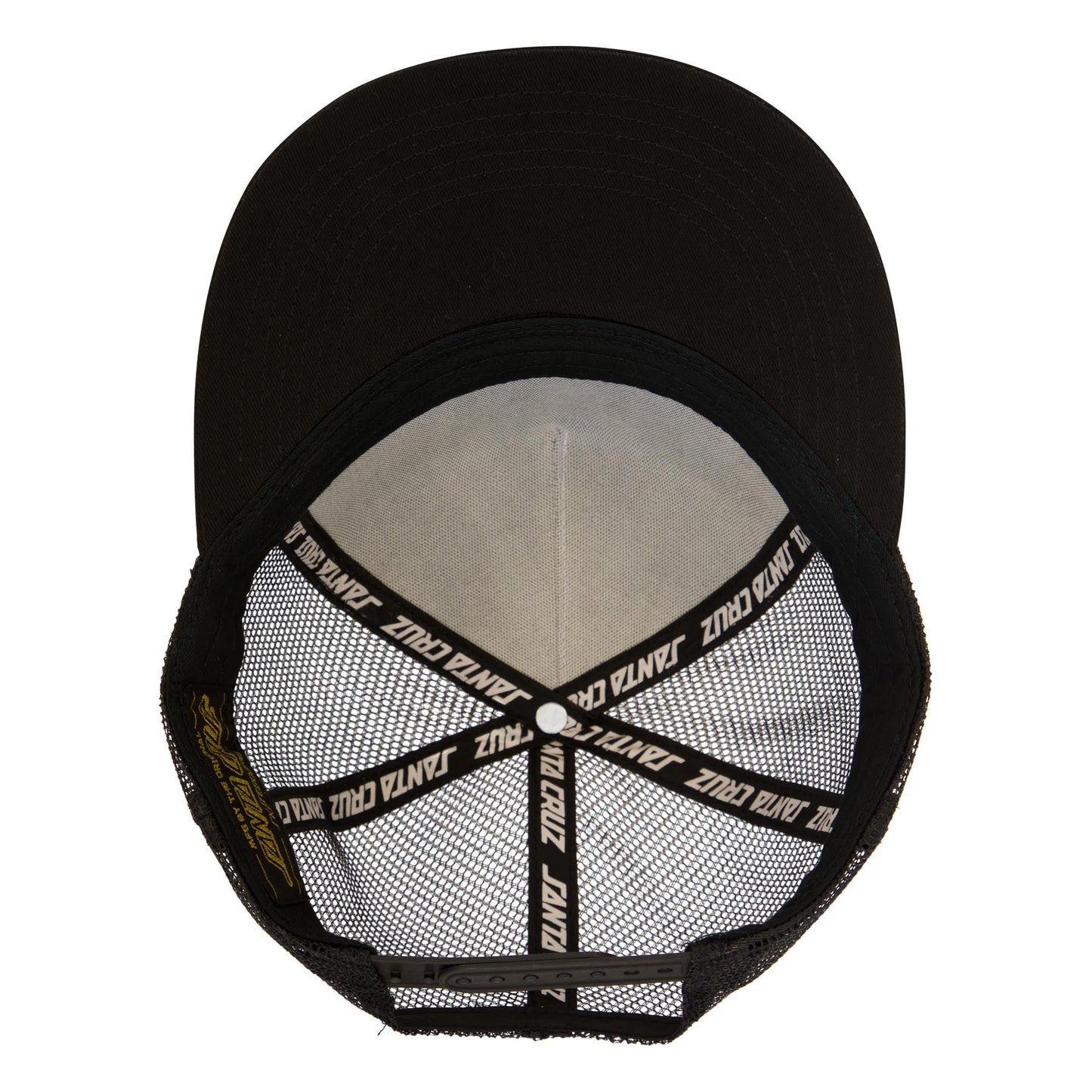 Santa Cruz Embroidered Black Mesh Trucker Snapback Hat