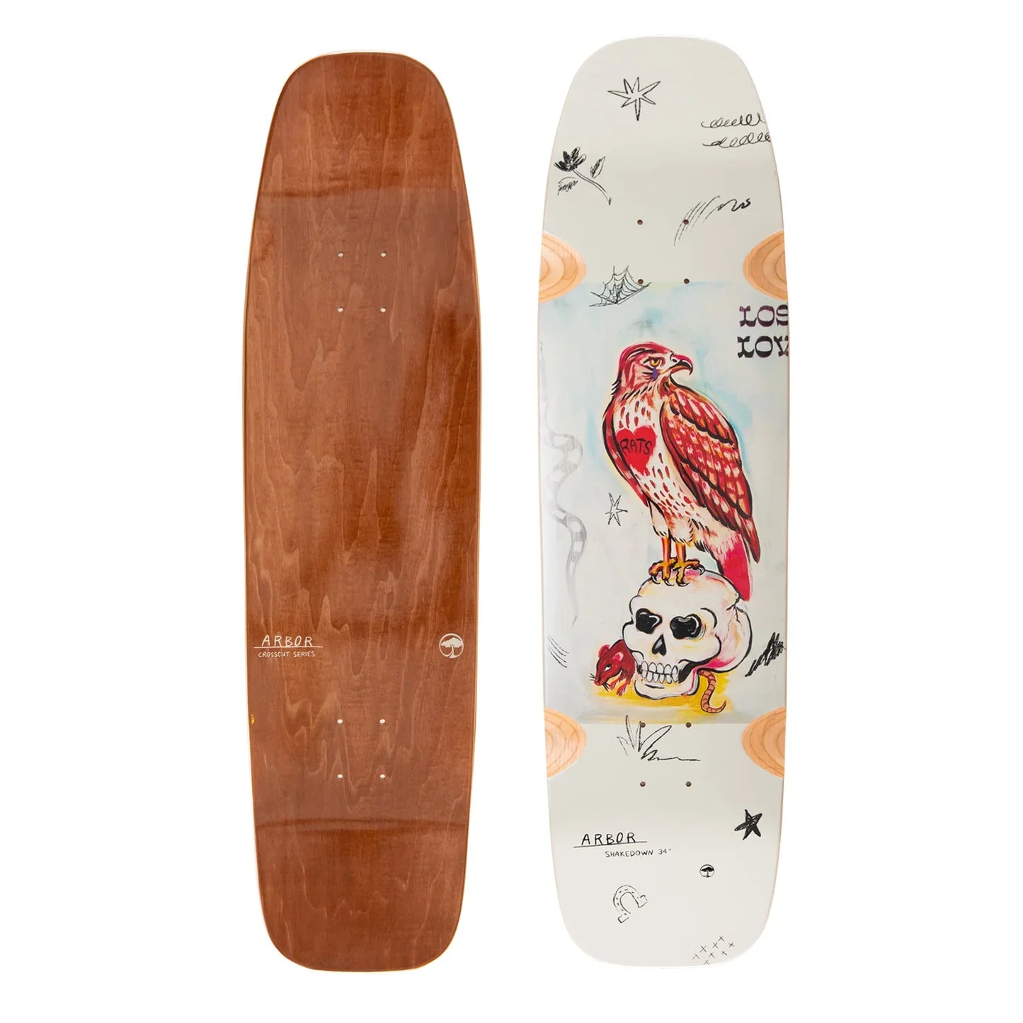 Arbor Crosscut Series Shakedown 34 Rats Skateboard Deck - 9.0" Multi
