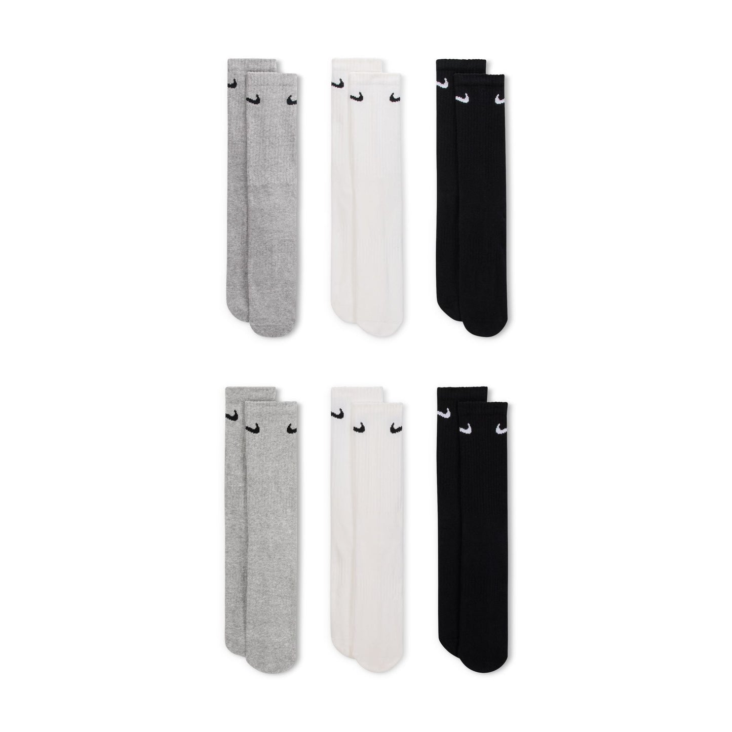 Nike Everyday Plus Cushioned Black/Grey/White Multi 6 Pack Crew Socks