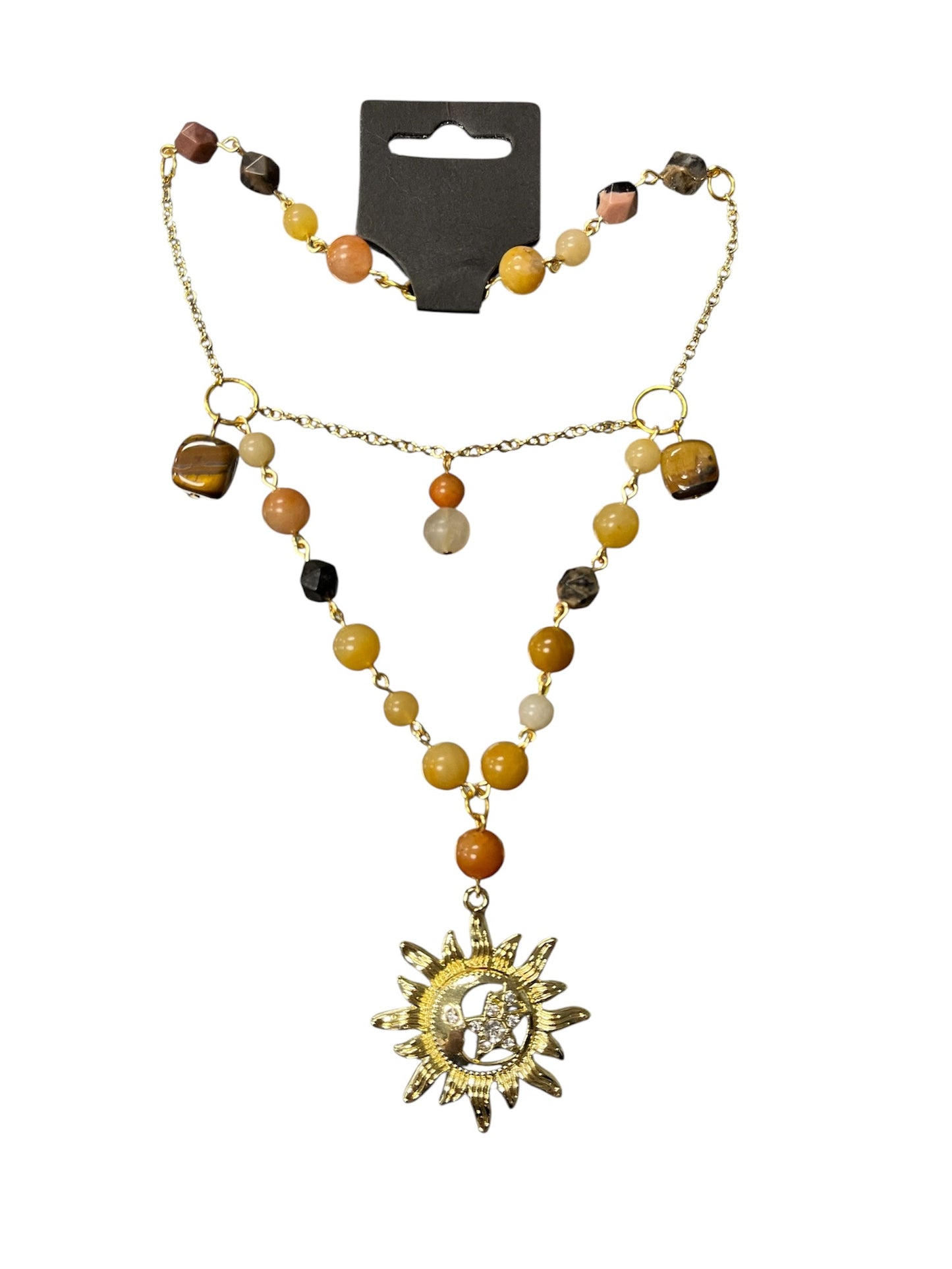Headstone Charms Gold Sun & Moon Necklace