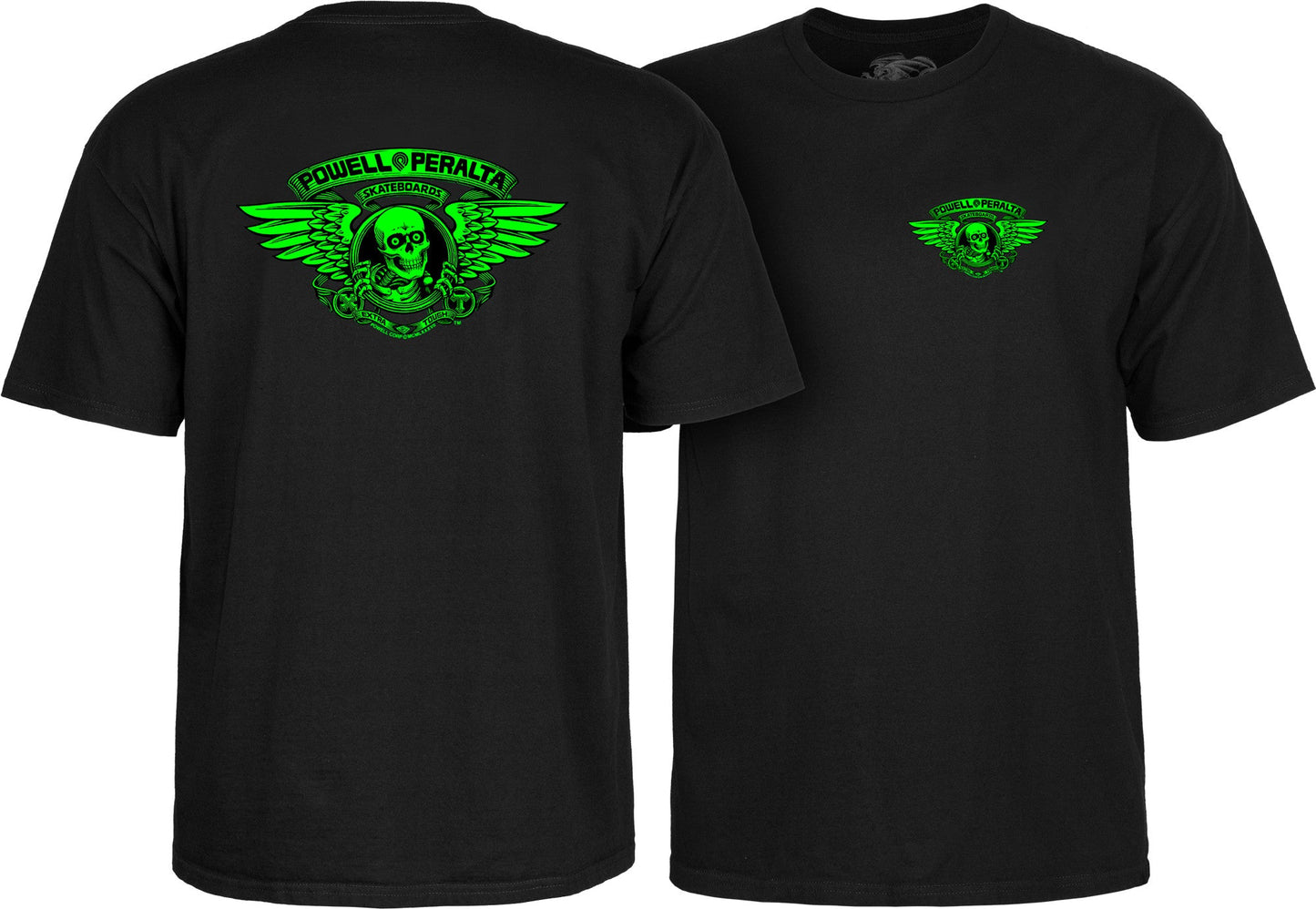 Powell Peralta Winged Ripper T-Shirt - Green Blacklight Black - Bow Shock Marketplace