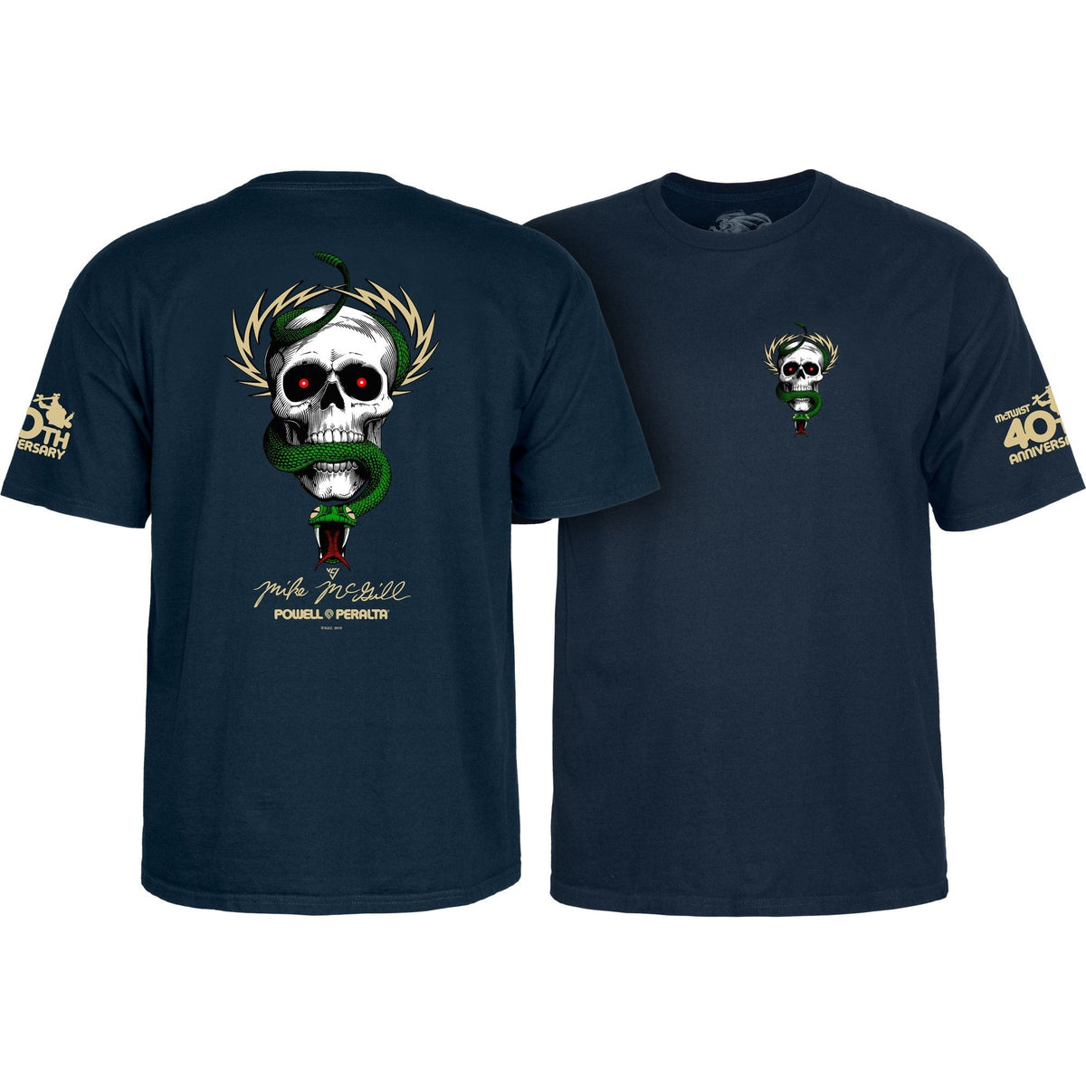 Powell Peralta McGill Skull and Snake 40th Anniversary T-shirt - Navy