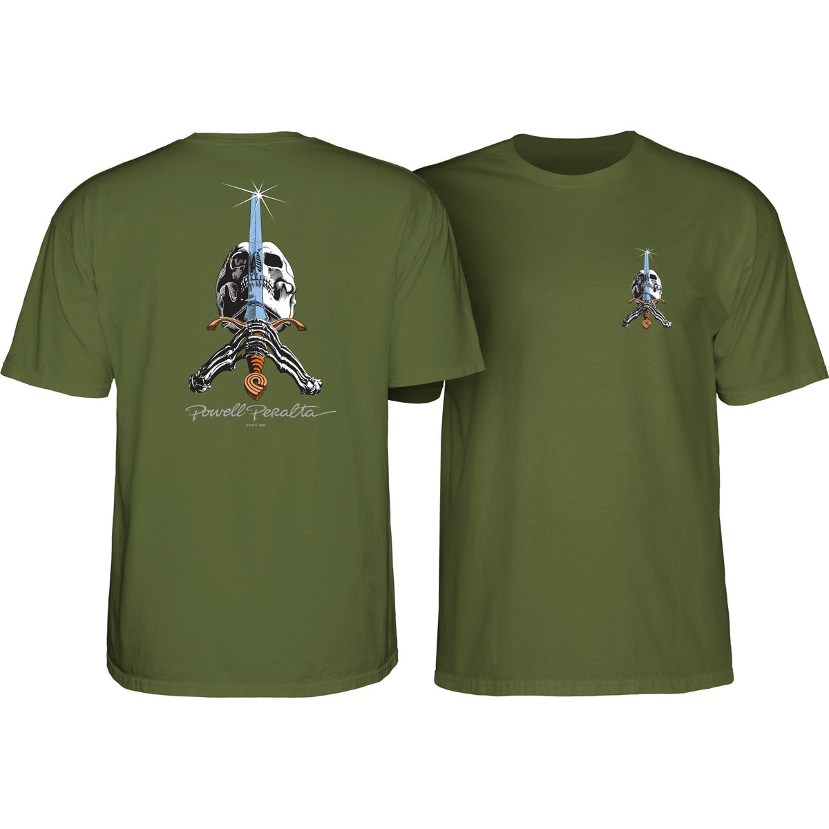 Powell Peralta Skull & Sword T-shirt - Military Green