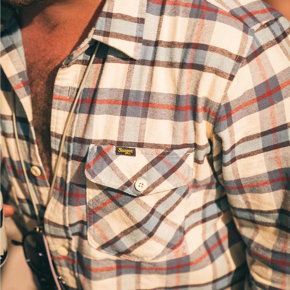 Seager Calico Cream Plaid Flannel L/s Shirt