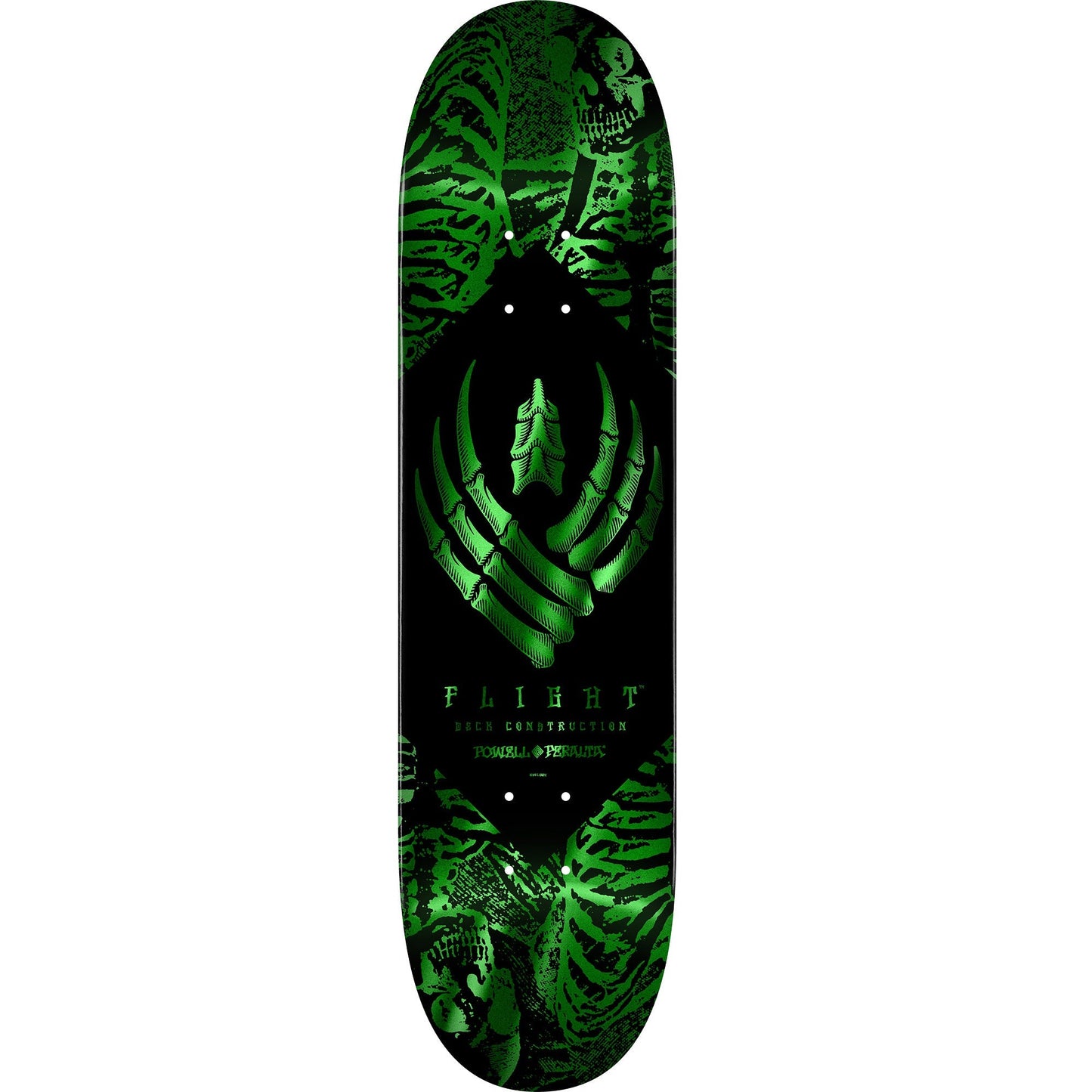Powell Peralta Skeleton Flight Skateboard Deck - 8.5″ Green Foil - Bow Shock Marketplace