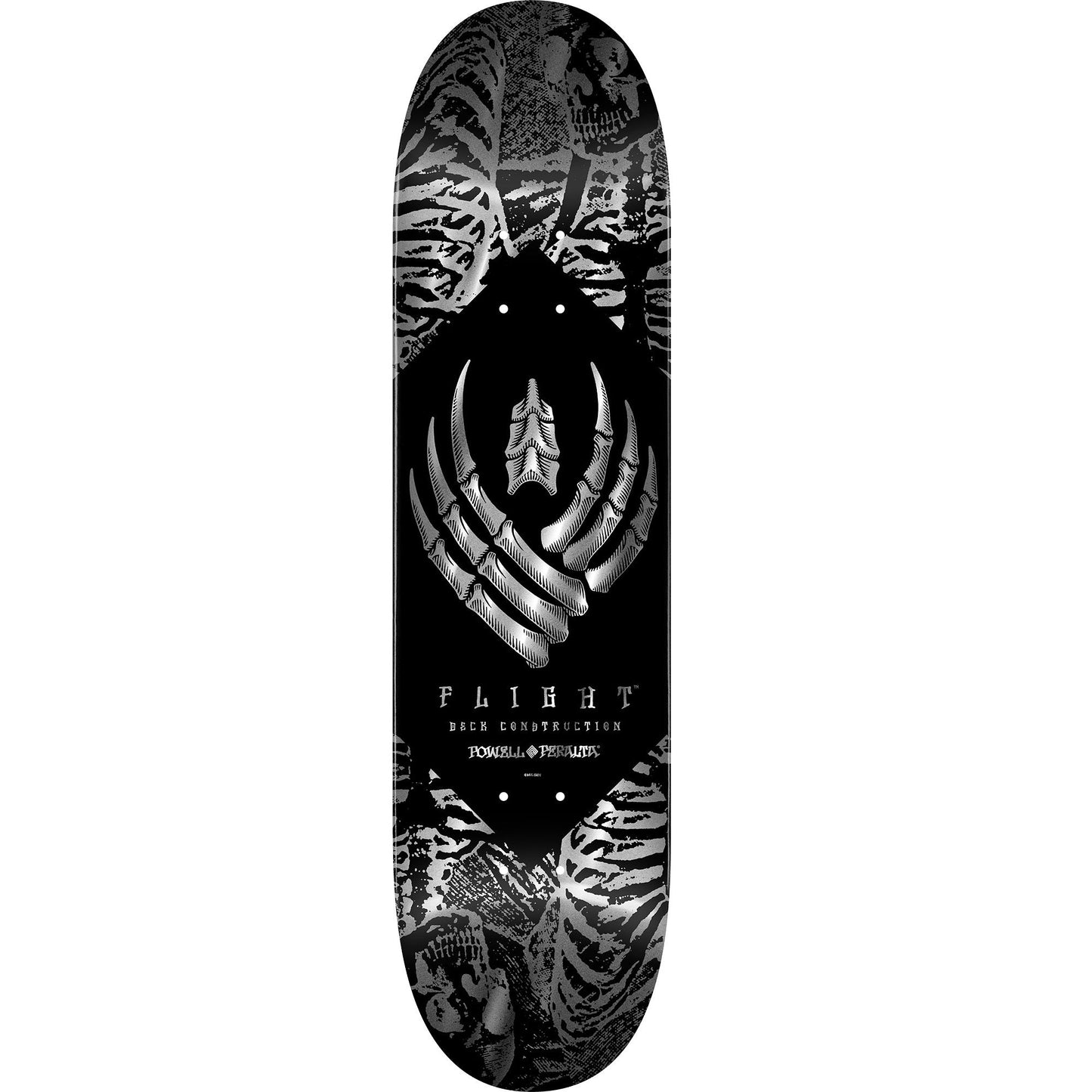 Powell Peralta Skeleton Flight Skateboard Deck - 8.25″ Silver Foil - Bow Shock Marketplace