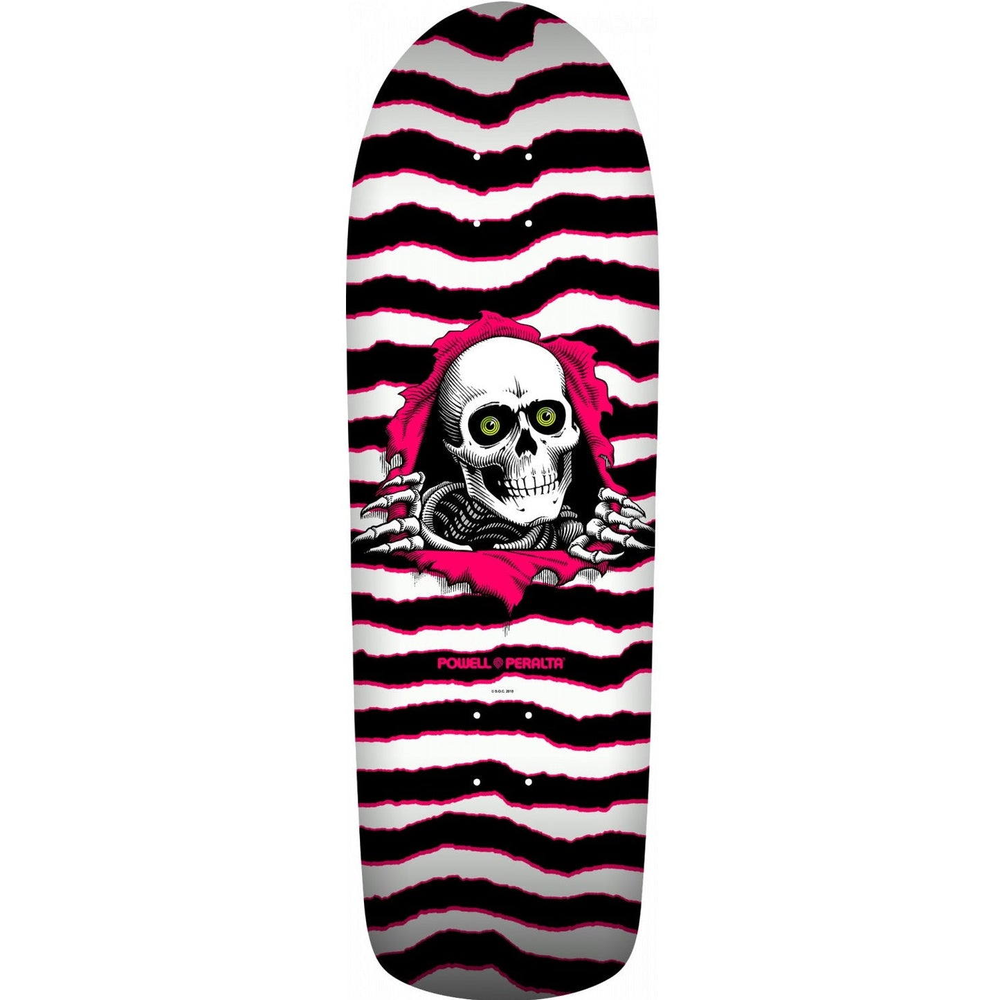 Powell Peralta Old School Ripper Skateboard Deck - 9.89″ White/Pink - Bow Shock Marketplace
