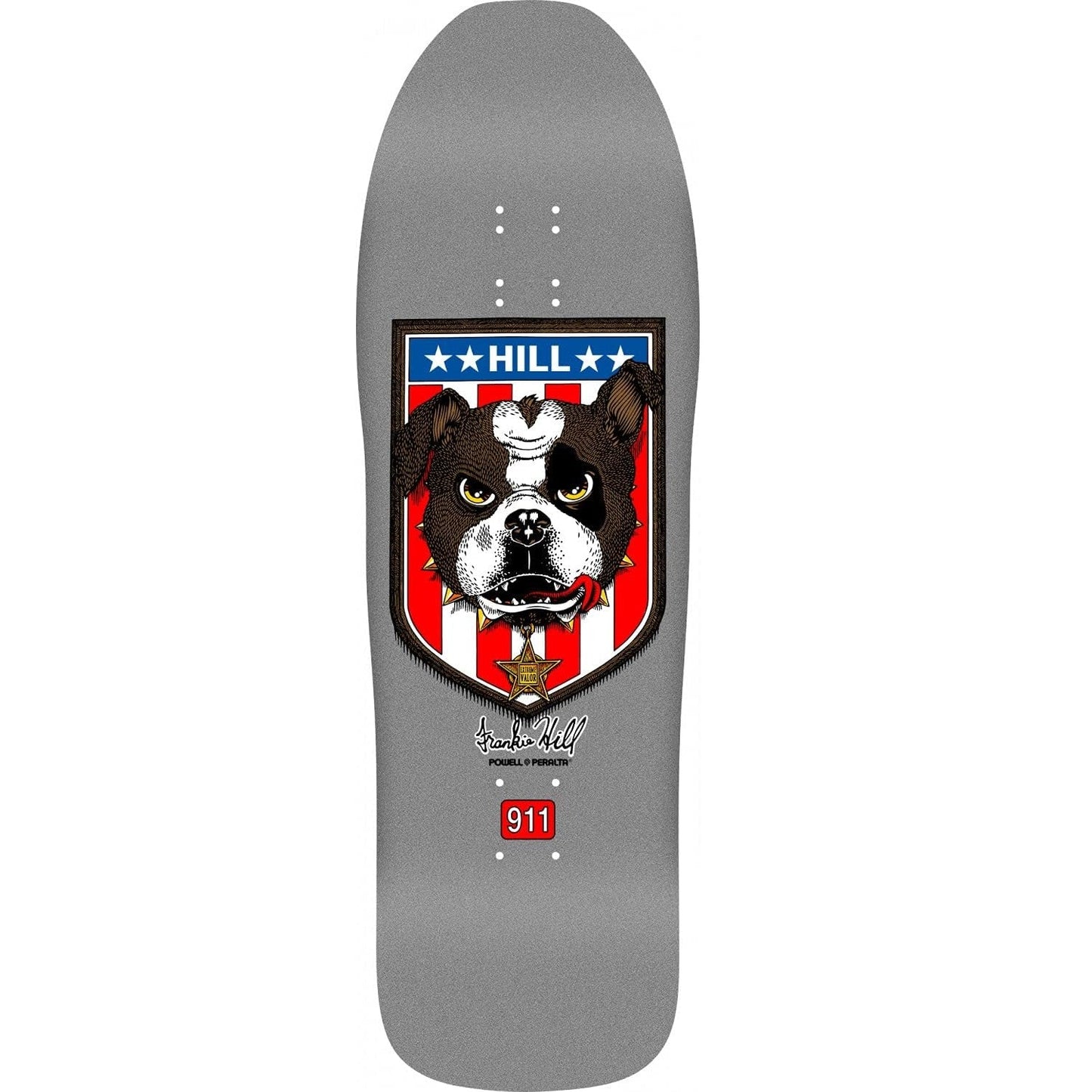 Powell Peralta Frankie Hill Bulldog Reissue Skateboard Deck - 10″ Silver - Bow Shock Marketplace