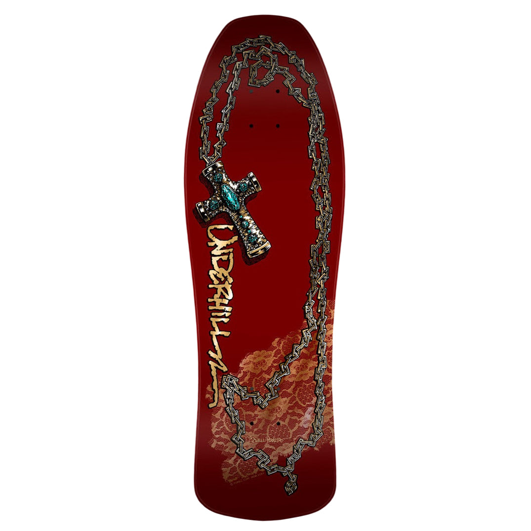 Powell Peralta OG Ray Underhill Chain & Cross Skateboard Deck - 10.0" Burgundy/Gold Foil - Bow Shock Marketplace