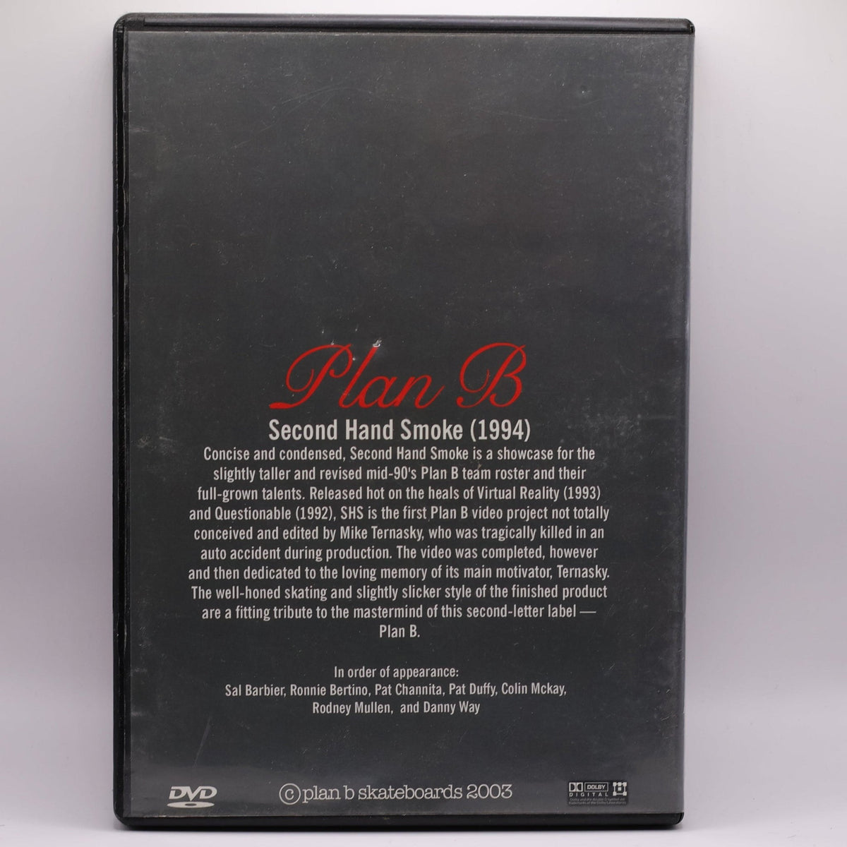 Plan B Second Hand Smoke DVD | Classic Skateboarding Video | Rare OOP