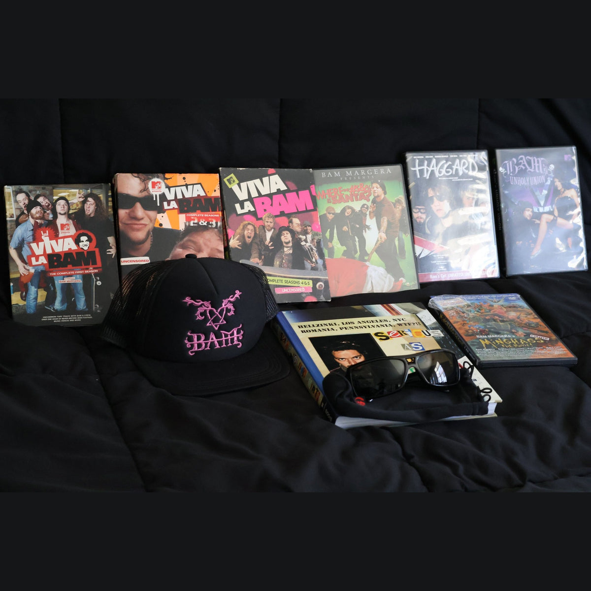 Rare Bam Margera Collection | Signed Book, Viva La Bam DVDs, Minghags, Haggard, CKY Photos, Hat & More