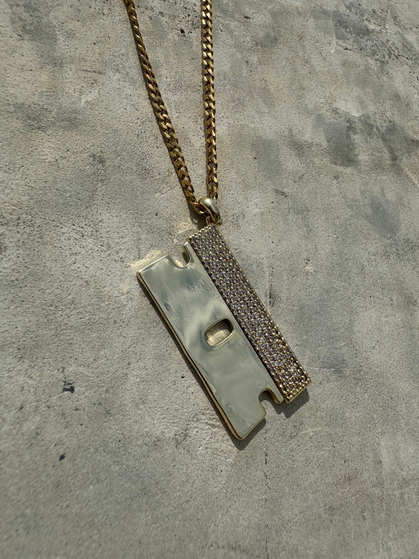 ICED OUT Razor Blade Pendant (Gold)