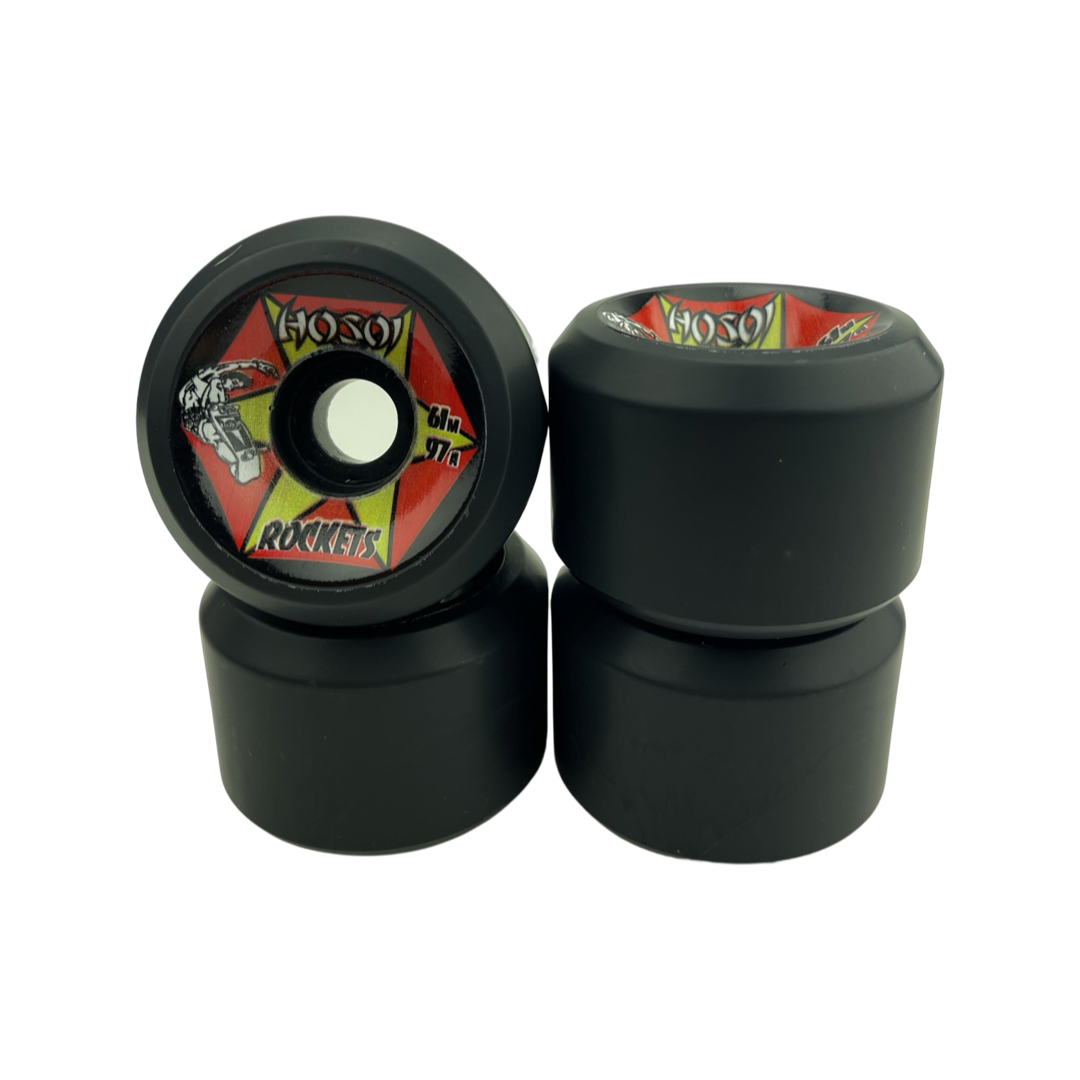Hosoi Rockets 61mm 97A Black Skateboard Wheels - Bow Shock Marketplace
