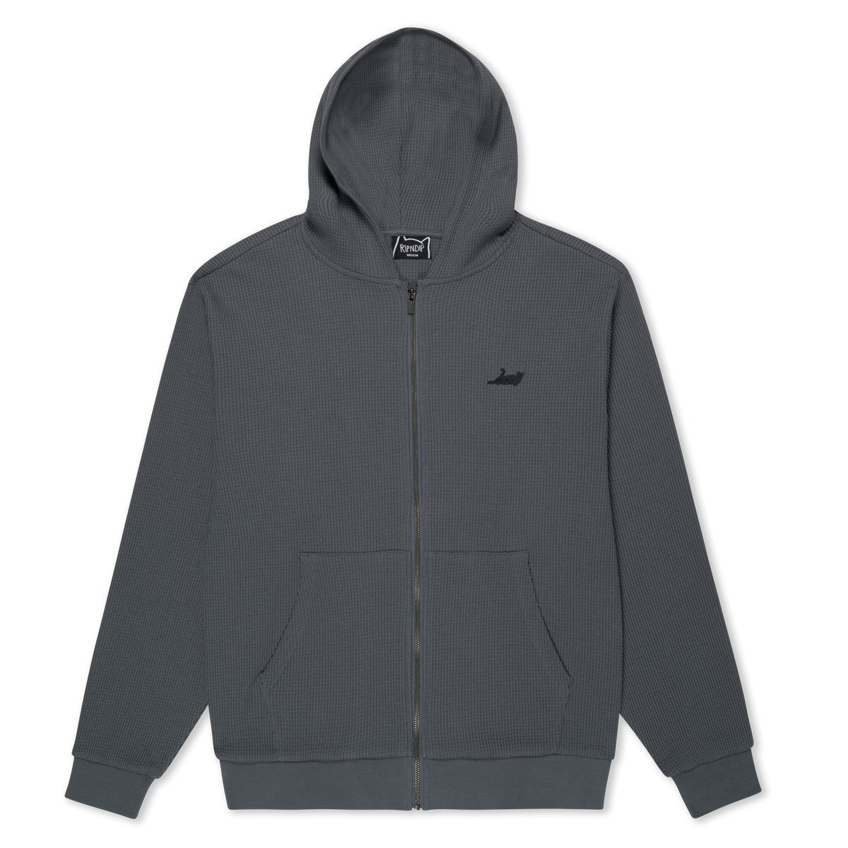 Castanza Waffle Knit Zip Up Hoodie (Charcoal)