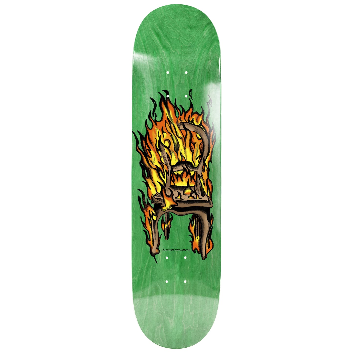 Jacuzzi Chair on Fire Twin Tail EX7 Green 8.25" Skateboard Deck