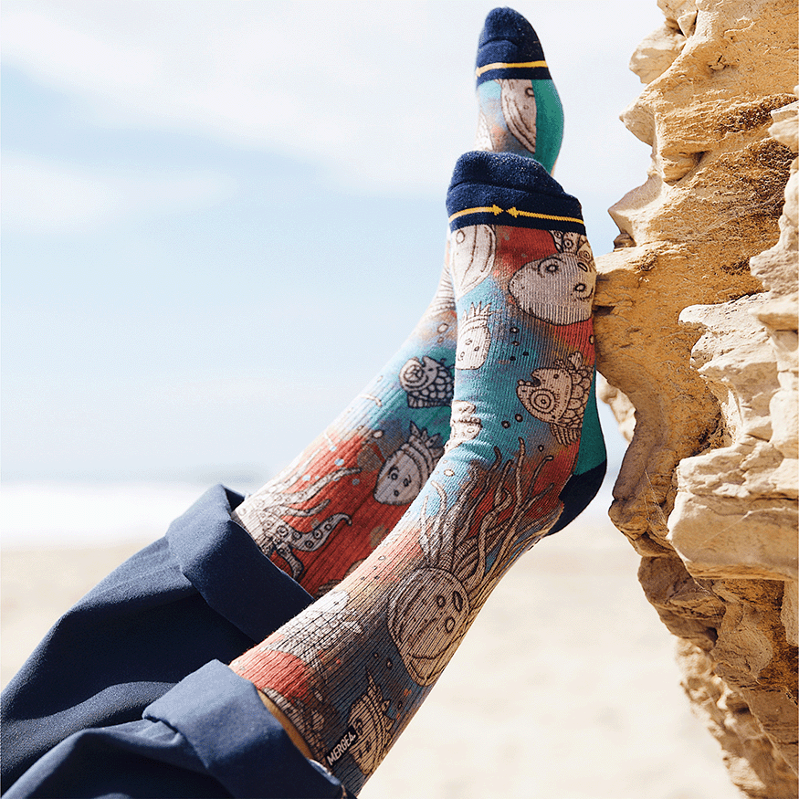 Artful Oceans Creatures Crew Socks With Art By Bad Otis Link