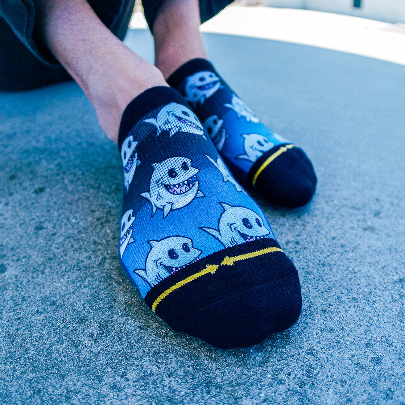Fat Shark No Show Socks With Art By Chump Magic