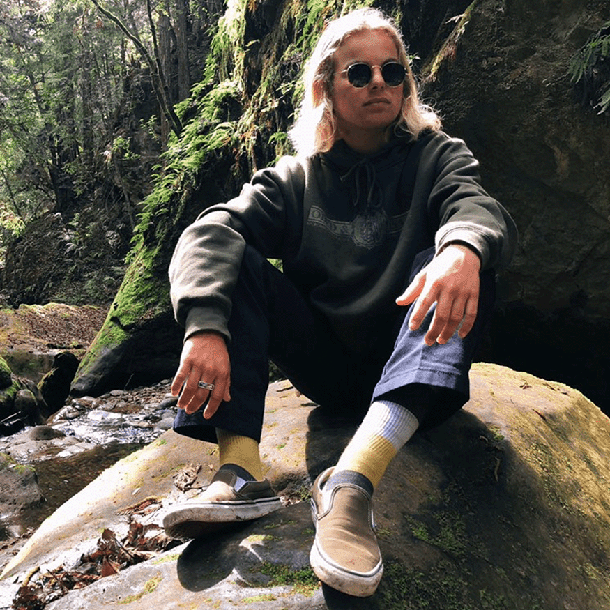 Lichen Stripe Bamboo Crew Socks by Spidey