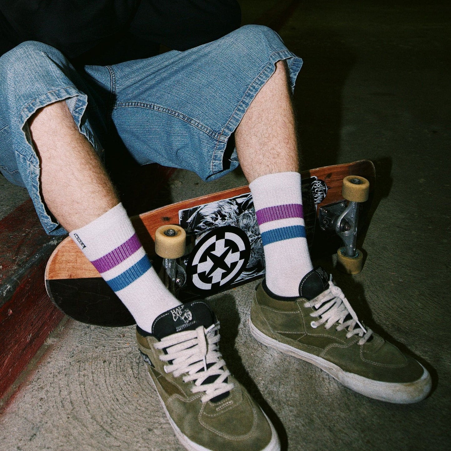 REPREVE® Subtle Grape White Crew Socks