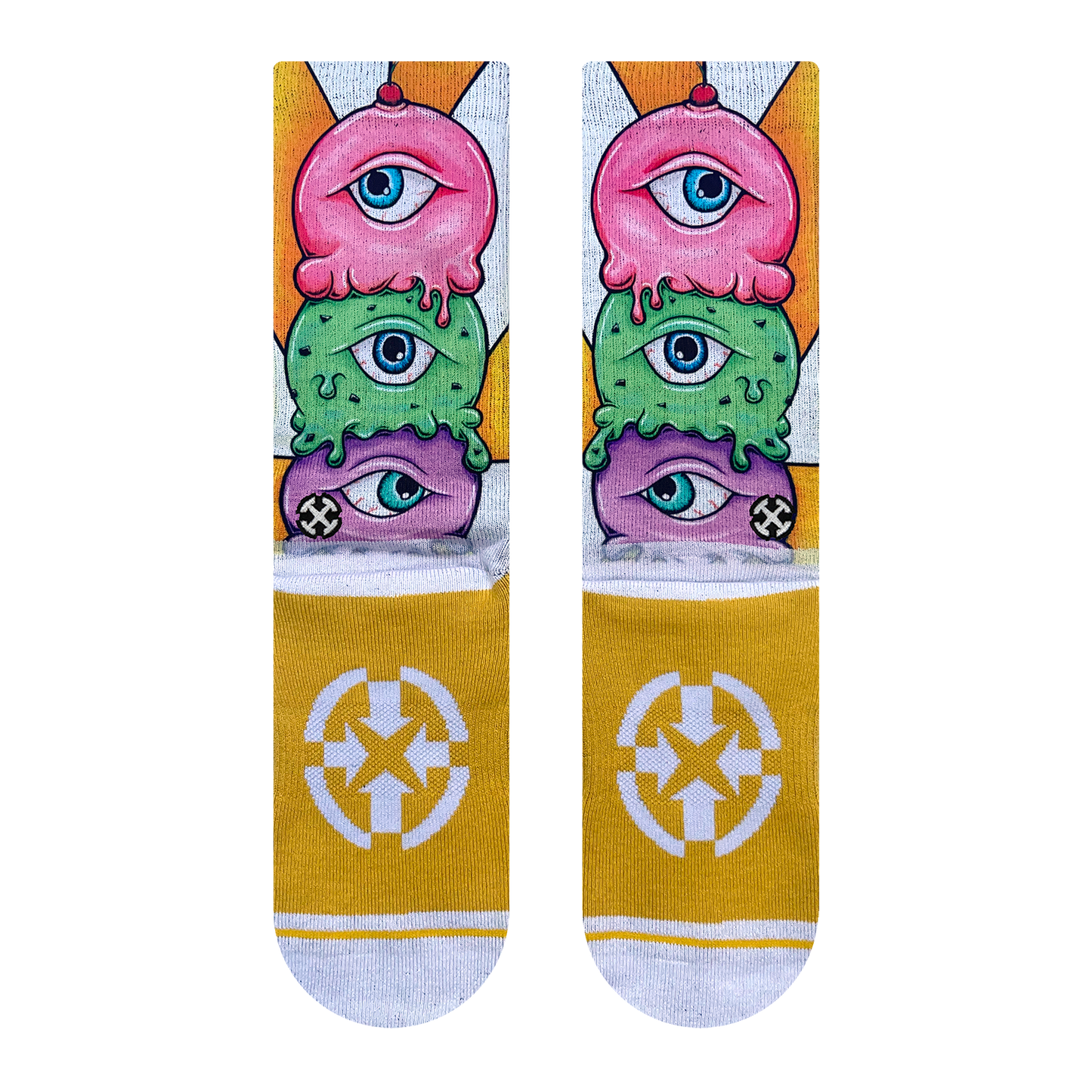 Eyes Cream Crew Socks with Art by Kaia Myall