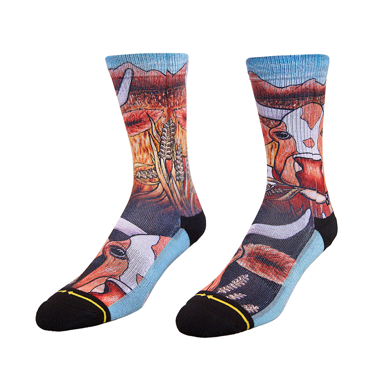 Bull Crew Socks with Art by Kaia Myall