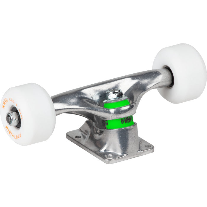 Mini Logo 7.63" Raw Trucks + ML Bearings + A-cut 53mm 101a White Wheels (Set of 2) - Bow Shock Marketplace
