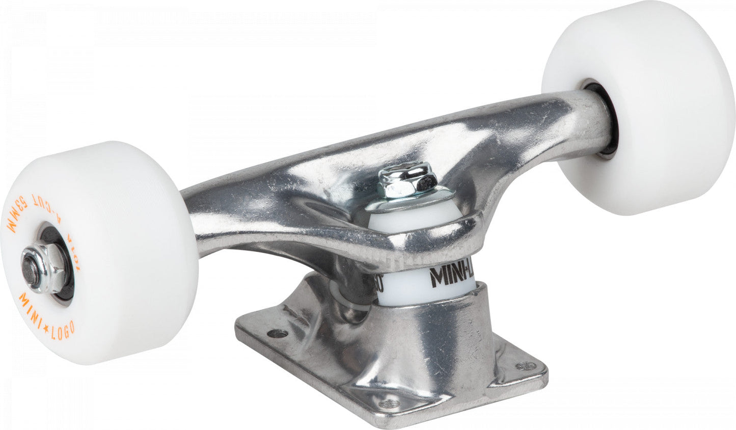 Mini Logo 8.0" Raw Trucks + ML Bearings + A-cut 53mm 101a White Wheels (Set of 2) - Bow Shock Marketplace