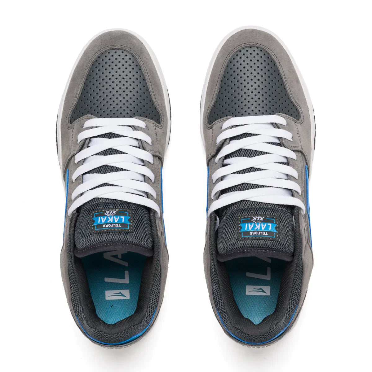 Lakai Shoes Telford Low - Grey/Cyan Suede - Bow Shock Marketplace