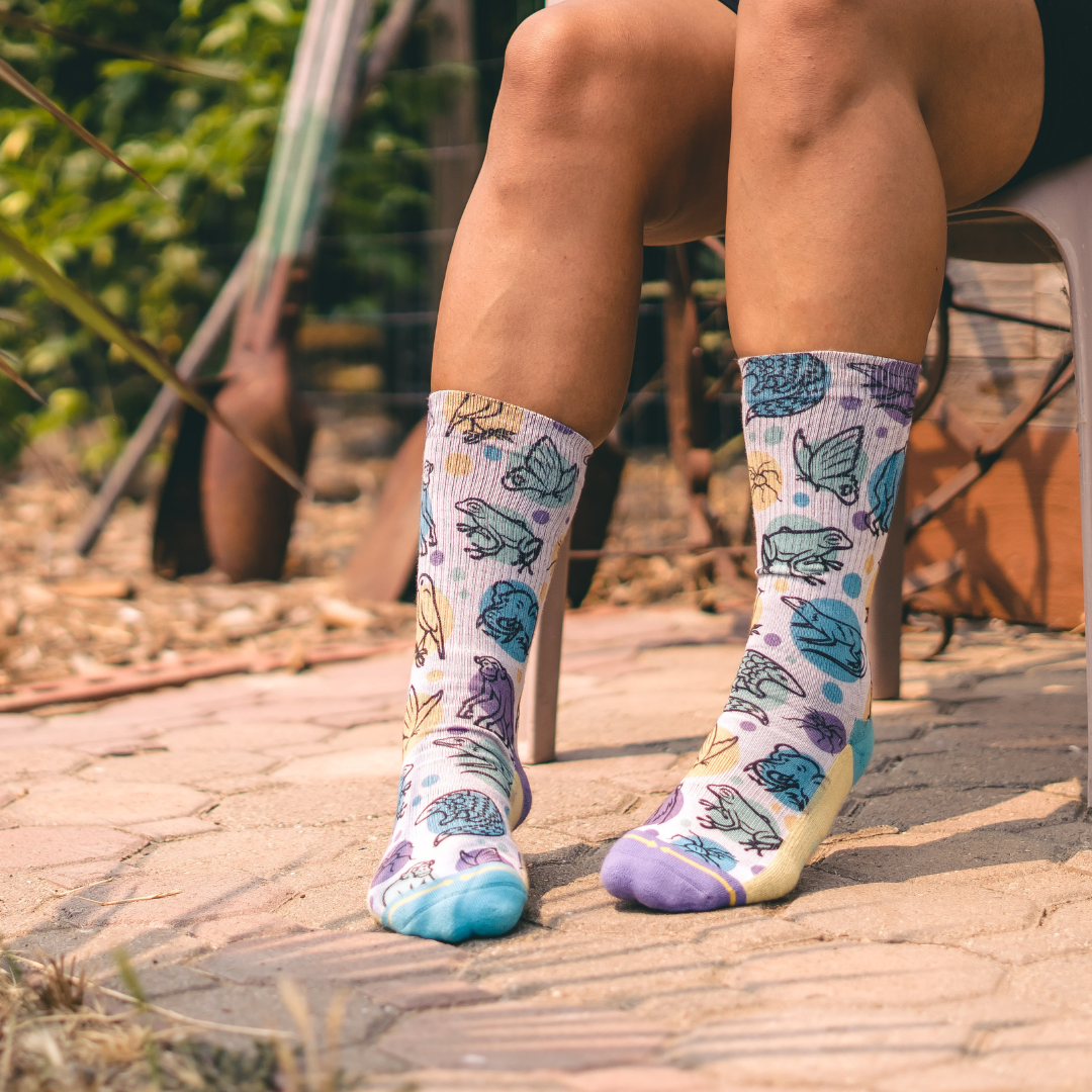 Jane Goodall Endangered Species Crew Socks with the Jane Goodall Institute
