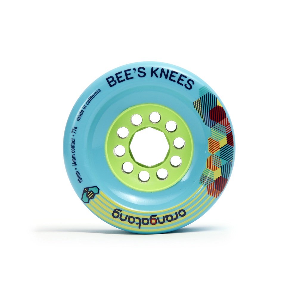 Orangatang Bee's Knees 90mm 77a Longboard Wheels - Blue (Set of 4)