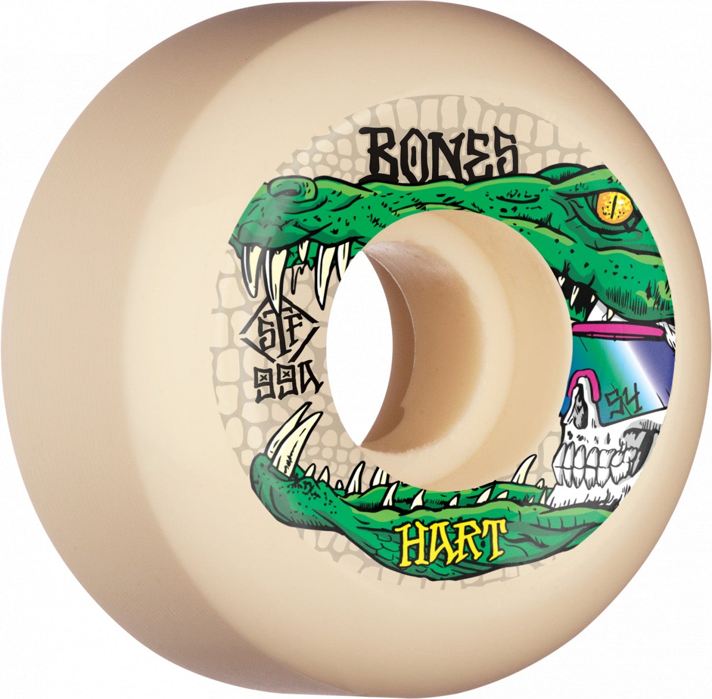 Bones STF Hart Gator Skull 54mm 99a Wheels - White (Set of 4)