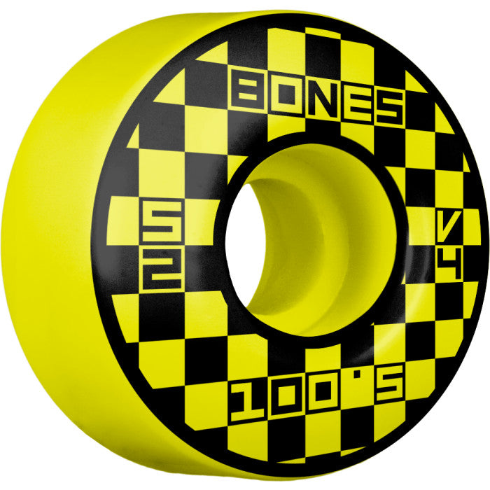 Bones OG 100's Block Party V4 Wide 52mm 100a Wheels - Yellow (Set of 4)