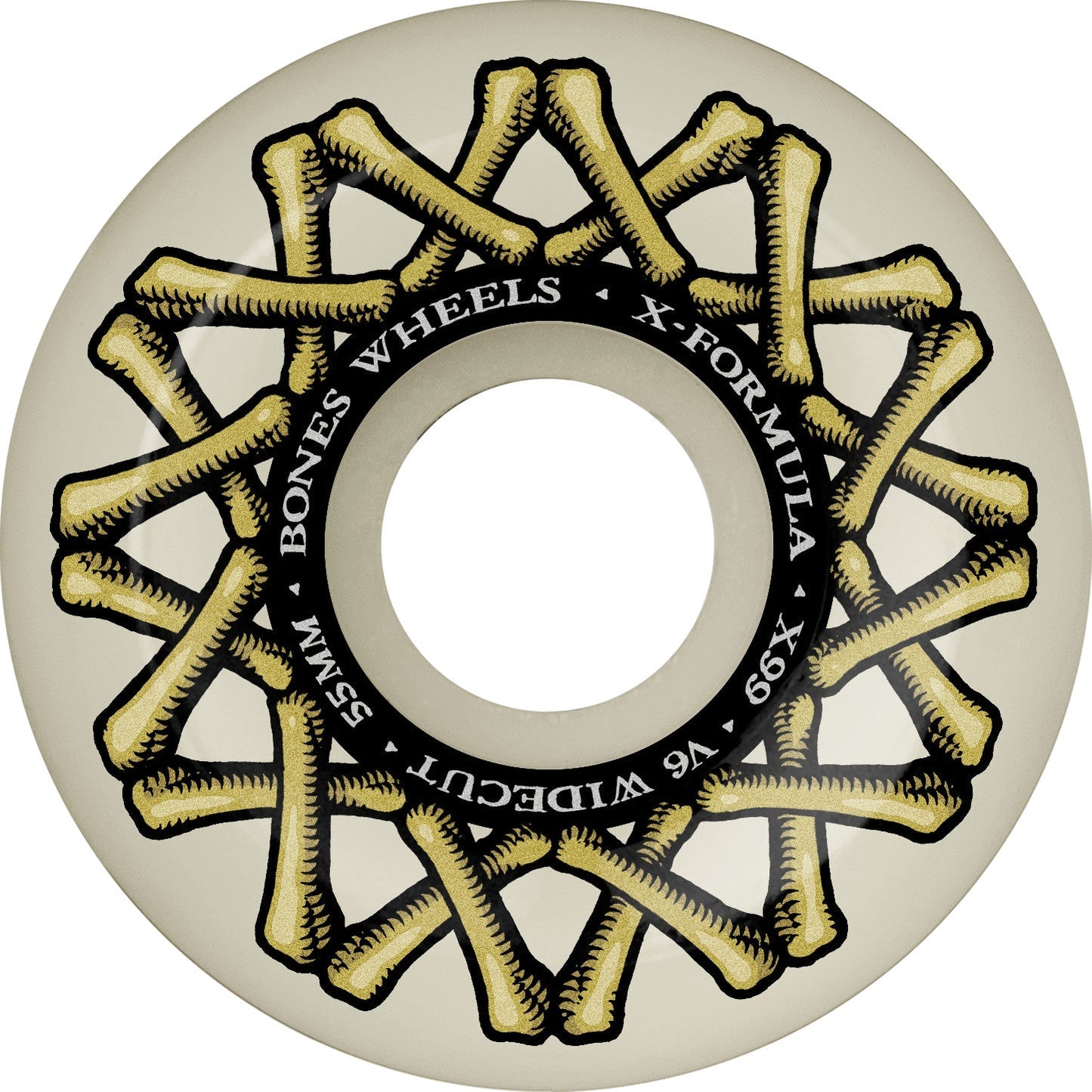 Bones X-Formula V6 Widecut 55mm 99a Wheels - White (Set of 4)