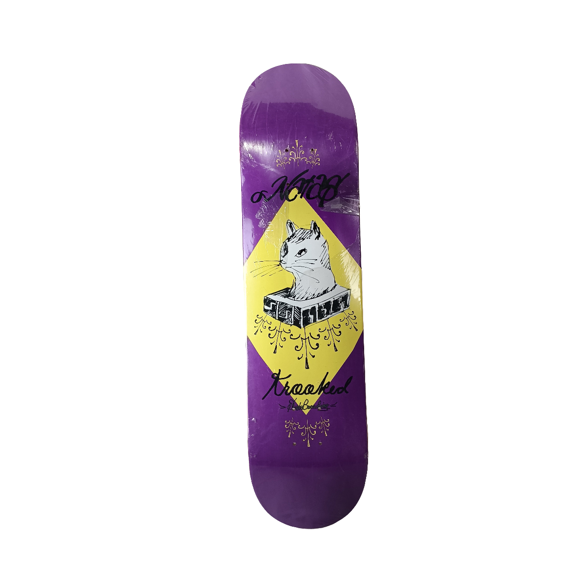 Krooked Natas Kaupus Guest Model Cat Purple Yellow Black Size 7.75" Vintage NOS Deck