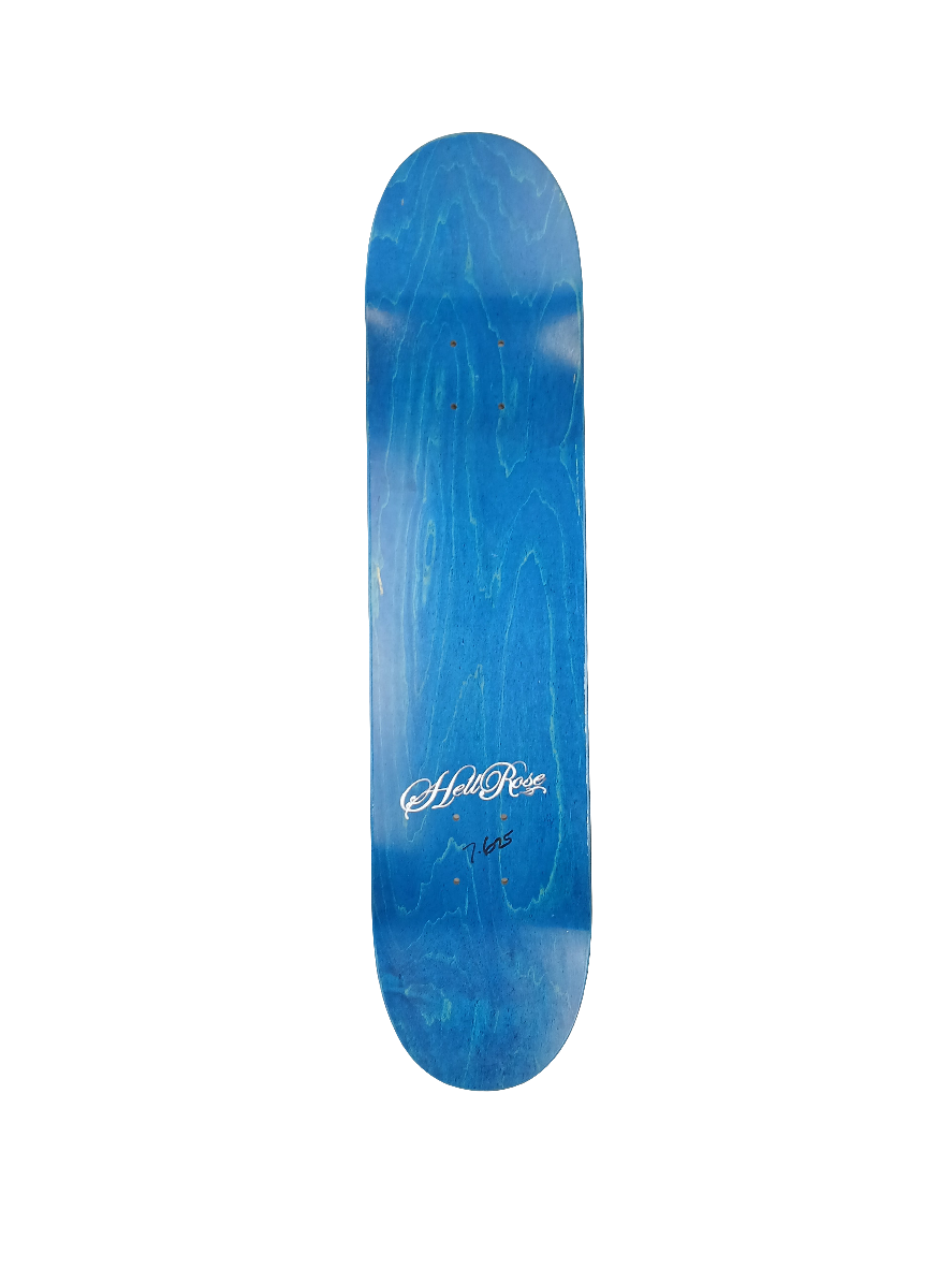 Hellrose DJ Chavez Autographed Scroll Black Tan Size 7.625" Skateboard Deck