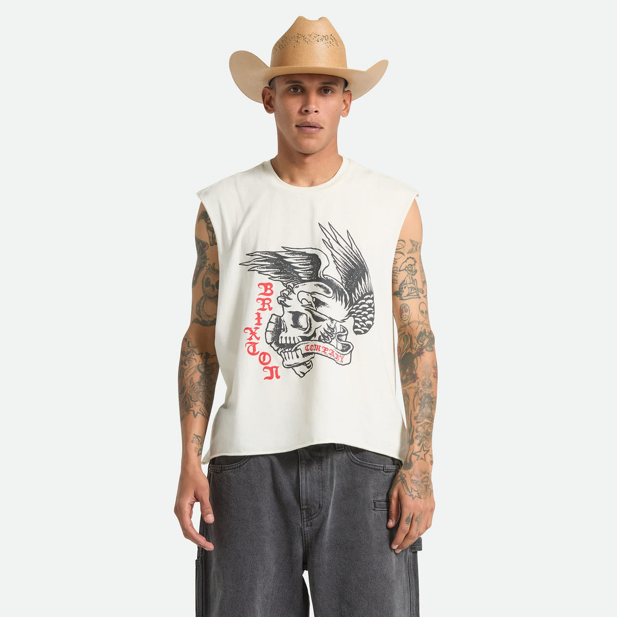 Brixton Wolcott Worn In Off White Boxy Muscle Tank